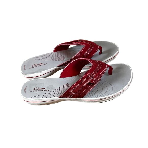 Clarks Size 11 Slip On Womens Thong Sandal Red - Picture 5 of 9